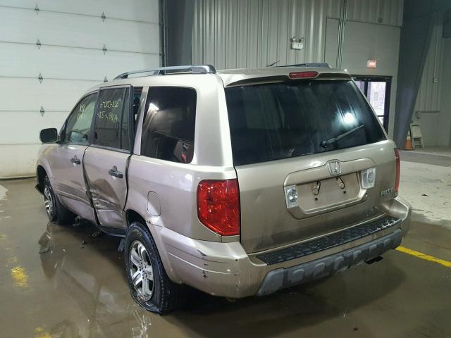 2HKYF18724H603808 - 2004 HONDA PILOT EXL GOLD photo 3