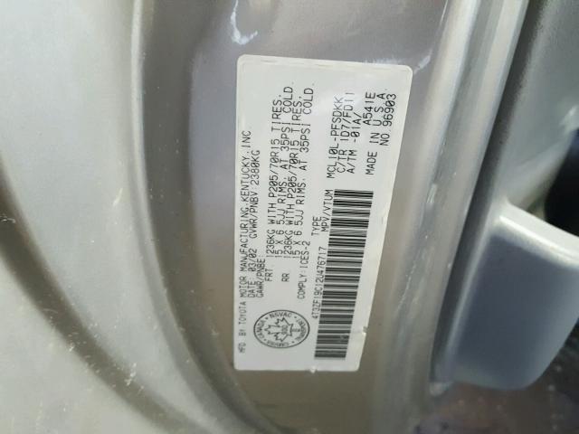 4T3ZF19C12U476717 - 2002 TOYOTA SIENNA CE SILVER photo 10