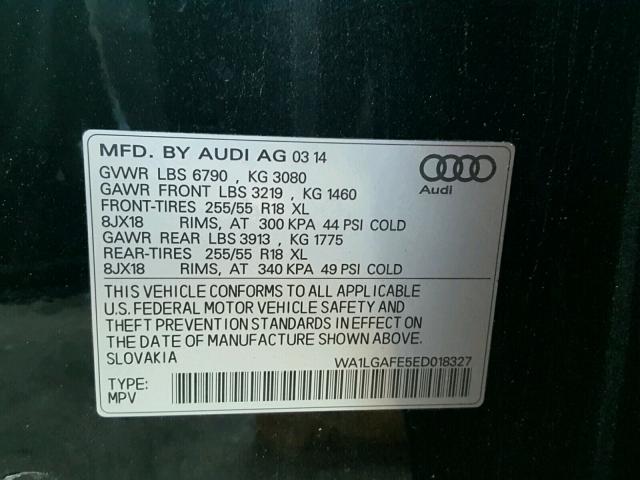 WA1LGAFE5ED018327 - 2014 AUDI Q7 PREMIUM BLACK photo 10