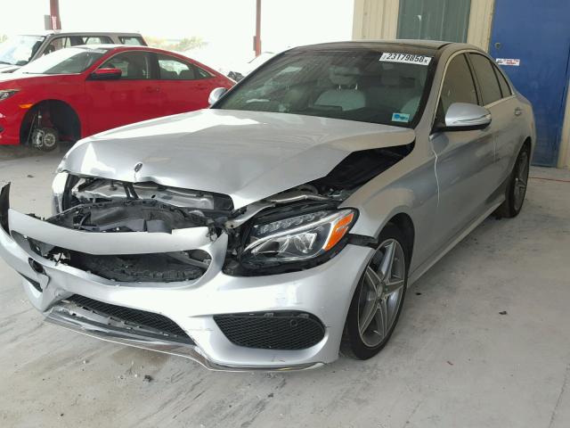 55SWF4JB4FU067645 - 2015 MERCEDES-BENZ C 300 SILVER photo 2