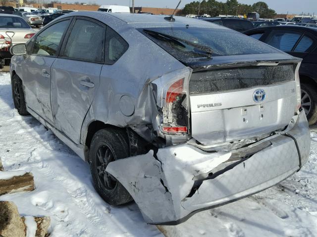 JTDKN3DU5D5688921 - 2013 TOYOTA PRIUS SILVER photo 3