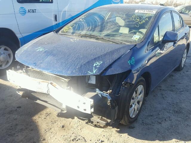 2HGFB2E51CH550572 - 2012 HONDA CIVIC LX BLUE photo 2