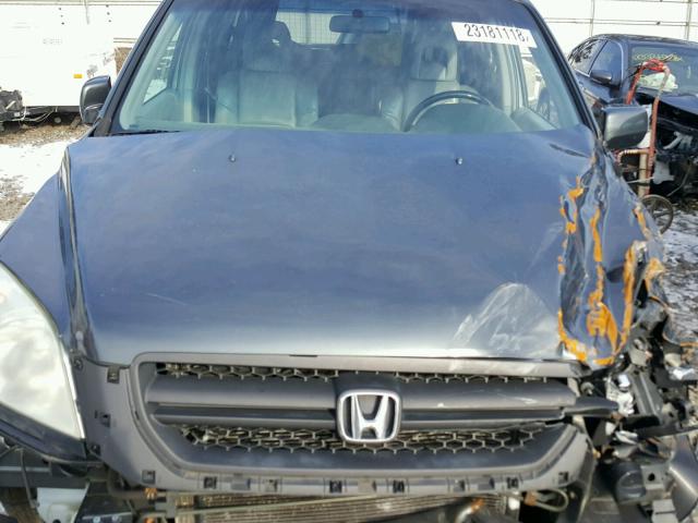 2HKYF18655H563118 - 2005 HONDA PILOT EXL GRAY photo 7