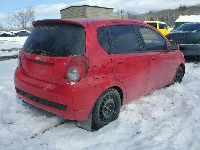 KL1TD66EX9B620824 - 2009 CHEVROLET AVEO LS RED photo 4