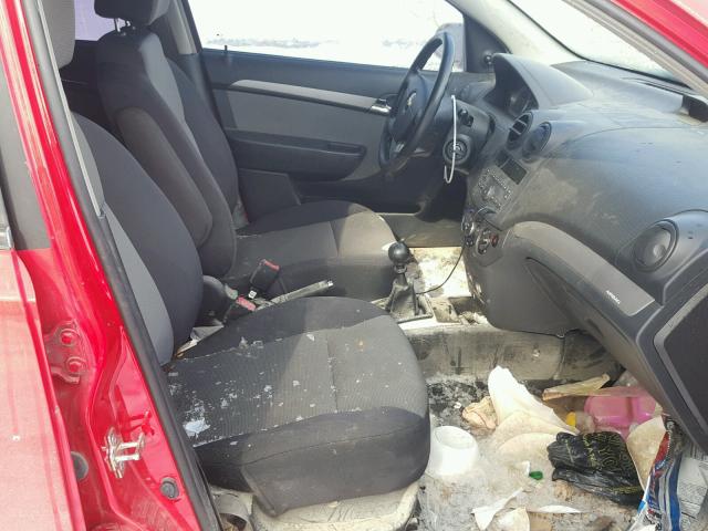 KL1TD66EX9B620824 - 2009 CHEVROLET AVEO LS RED photo 5