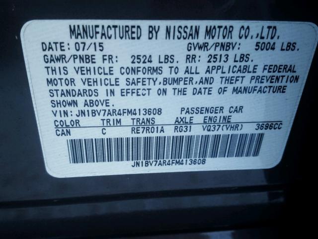 JN1BV7AR4FM413608 - 2015 INFINITI Q50 BASE Gris foto 10