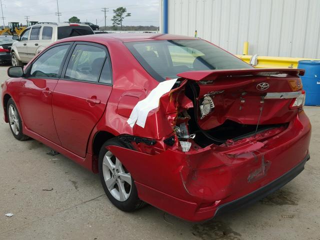 5YFBU4EEXDP085465 - 2013 TOYOTA COROLLA BA RED photo 3
