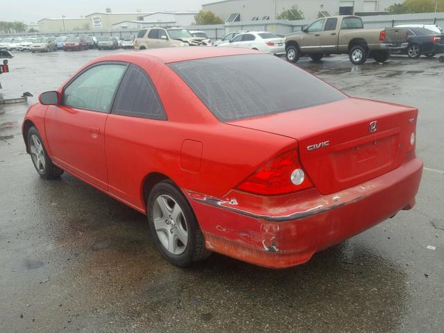 1HGEM22955L019345 - 2005 HONDA CIVIC EX RED photo 3