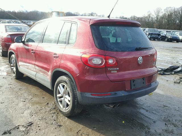 WVGBV7AX0BW001658 - 2011 VOLKSWAGEN TIGUAN S BURGUNDY photo 3