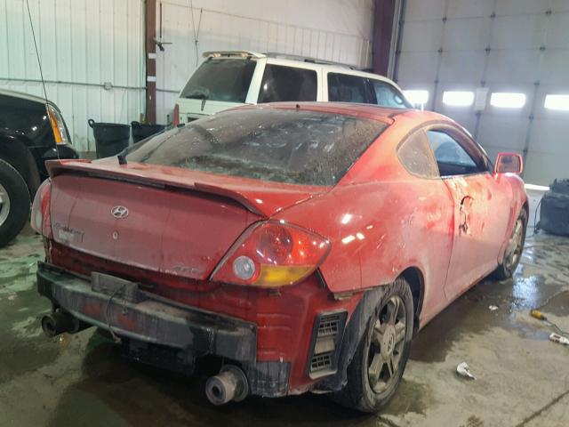 KMHHN65F13U078719 - 2003 HYUNDAI TIBURON GT RED photo 4