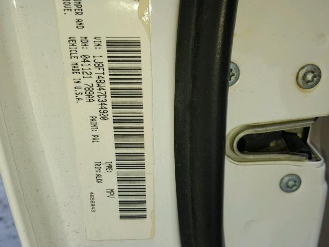 1J8FT48W47D344900 - 2007 JEEP PATRIOT LI WHITE photo 10