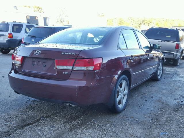 5NPEU46F47H199886 - 2007 HYUNDAI SONATA SE MAROON photo 4