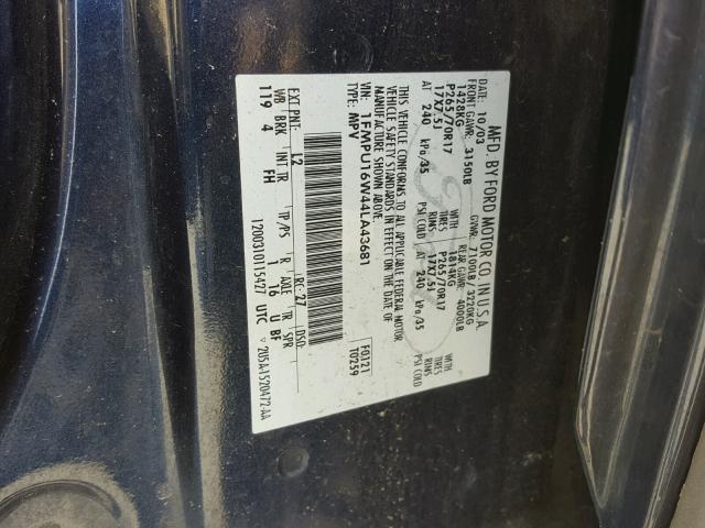 1FMPU16W44LA43681 - 2004 FORD EXPEDITION BLUE photo 10