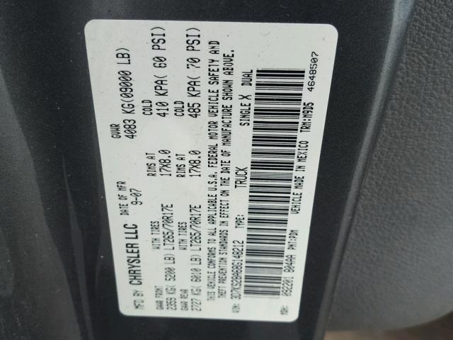 3D7KS28A68G148212 - 2008 DODGE RAM 2500 S GRAY photo 10