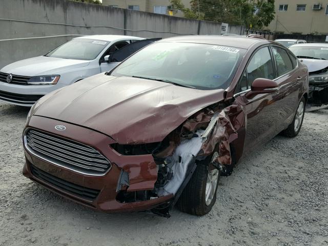 3FA6P0H79GR191148 - 2016 FORD FUSION SE BROWN photo 2