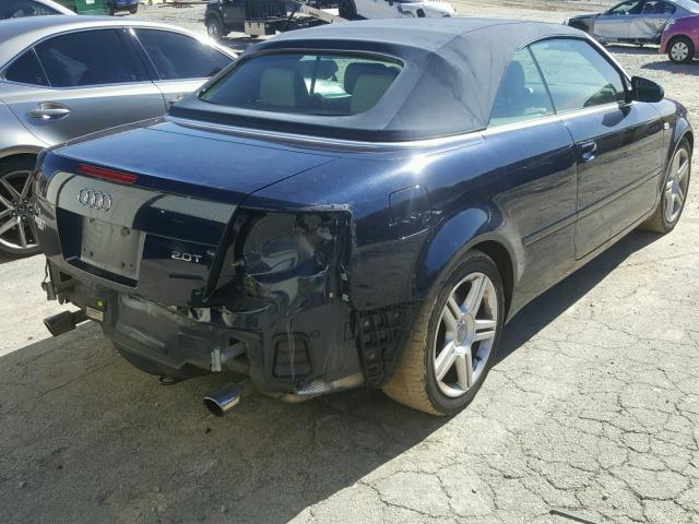 WAUAF48H27K037387 - 2007 AUDI A4 2.0T CA BLUE photo 4