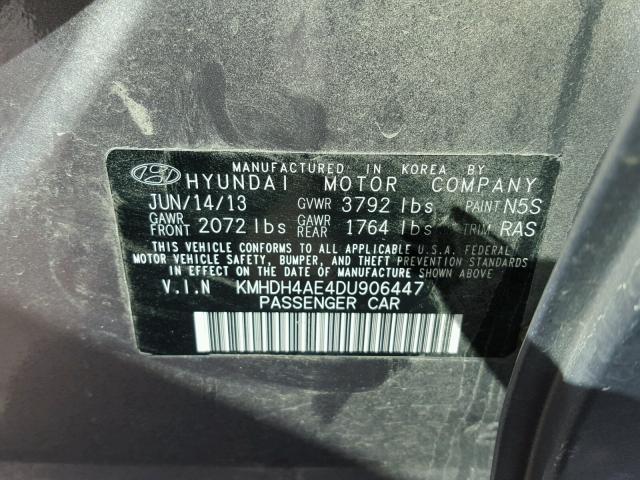 KMHDH4AE4DU906447 - 2013 HYUNDAI ELANTRA GL SILVER photo 10