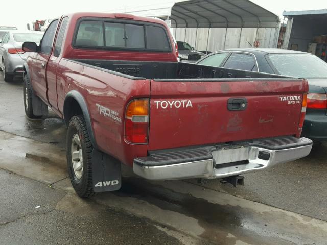 4TAWN72N5XZ566542 - 1999 TOYOTA TACOMA XTR BURGUNDY photo 3