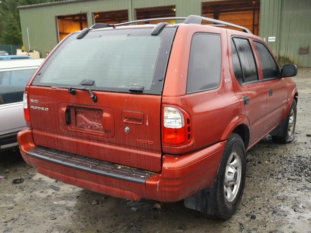 4S2DM58W414343582 - 2001 ISUZU RODEO S RED photo 4