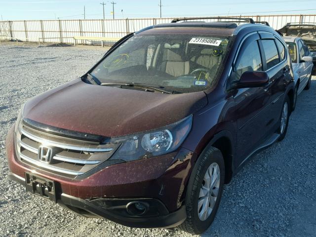 5J6RM3H78CL047501 - 2012 HONDA CR-V EXL BURGUNDY photo 2