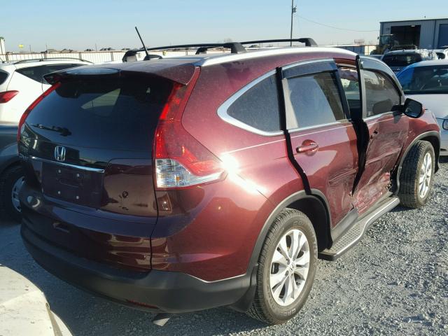 5J6RM3H78CL047501 - 2012 HONDA CR-V EXL BURGUNDY photo 4