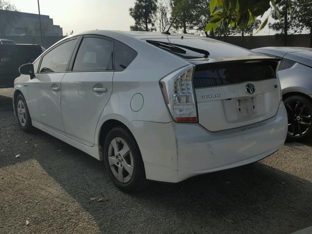 JTDKN3DUXB0296009 - 2011 TOYOTA PRIUS WHITE photo 3