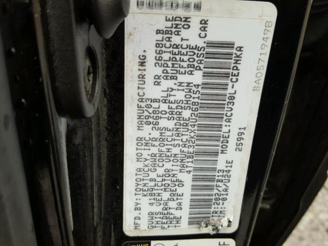 4T1BE32KX4U268154 - 2004 TOYOTA CAMRY LE BLACK photo 10