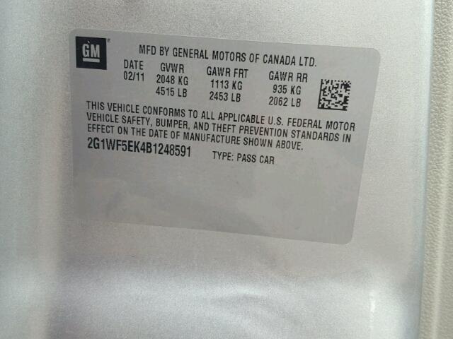 2G1WF5EK4B1248591 - 2011 CHEVROLET IMPALA LS GRAY photo 10