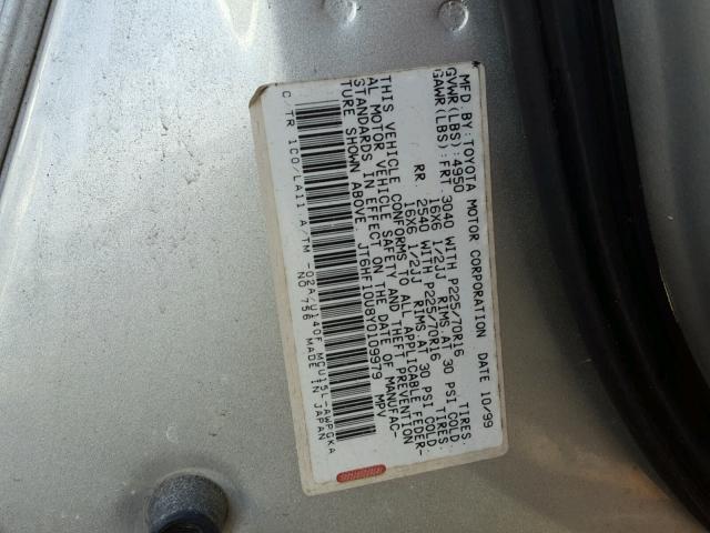 JT6HF10U8Y0109979 - 2000 LEXUS RX 300 SILVER photo 10