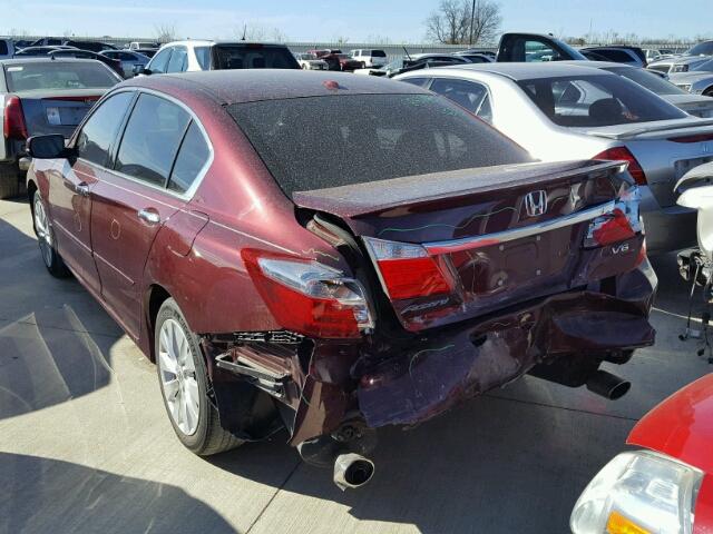 1HGCR3F80DA002401 - 2013 HONDA ACCORD EXL BURGUNDY photo 3