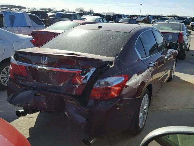 1HGCR3F80DA002401 - 2013 HONDA ACCORD EXL BURGUNDY photo 4