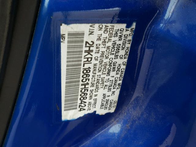 2HKRL18651H568424 - 2001 HONDA ODYSSEY EX BLUE photo 10