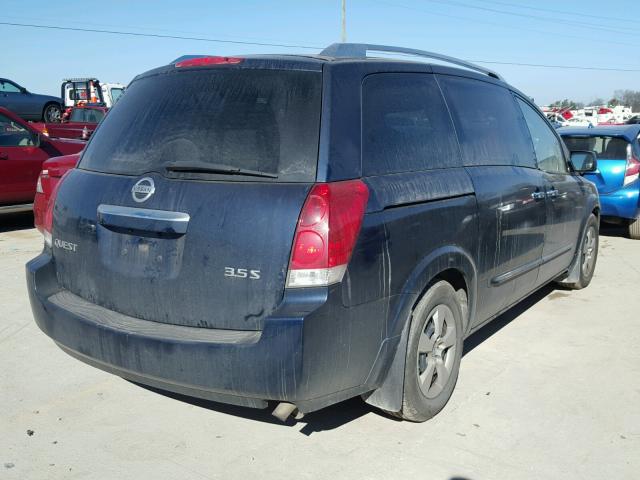 5N1BV28U98N112299 - 2008 NISSAN QUEST S BLUE photo 4