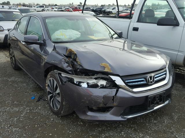 1HGCR6F34EA003350 - 2014 HONDA ACCORD HYB GRAY photo 1