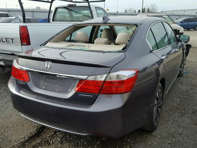 1HGCR6F34EA003350 - 2014 HONDA ACCORD HYB GRAY photo 4