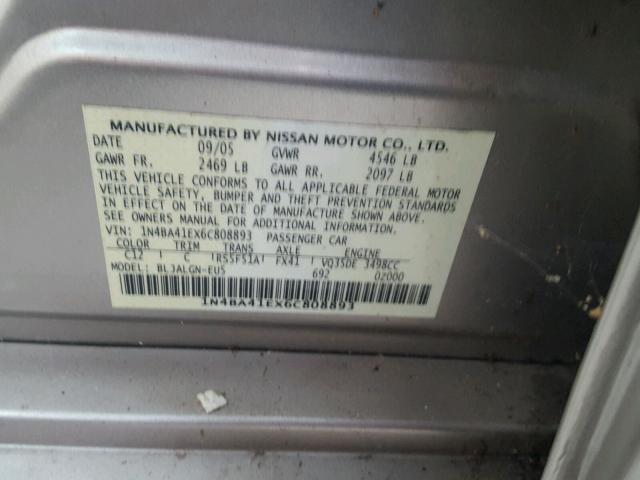 1N4BA41EX6C808893 - 2006 NISSAN MAXIMA SE TAN photo 10