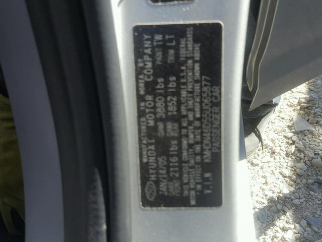 KMHDN46D55U065877 - 2005 HYUNDAI ELANTRA GL SILVER photo 10