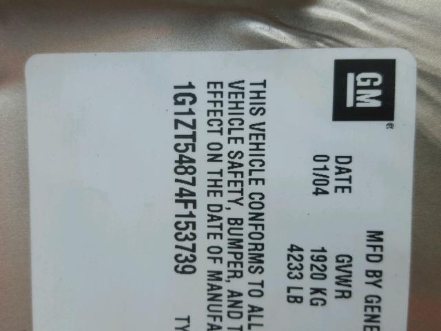 1G1ZT54874F153739 - 2004 CHEVROLET MALIBU LS 金色 照片 10