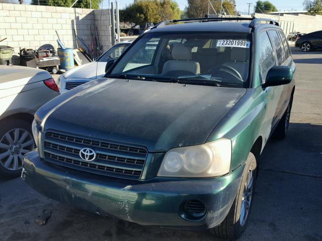 JTEGD21AX20027744 - 2002 TOYOTA HIGHLANDER GREEN photo 2