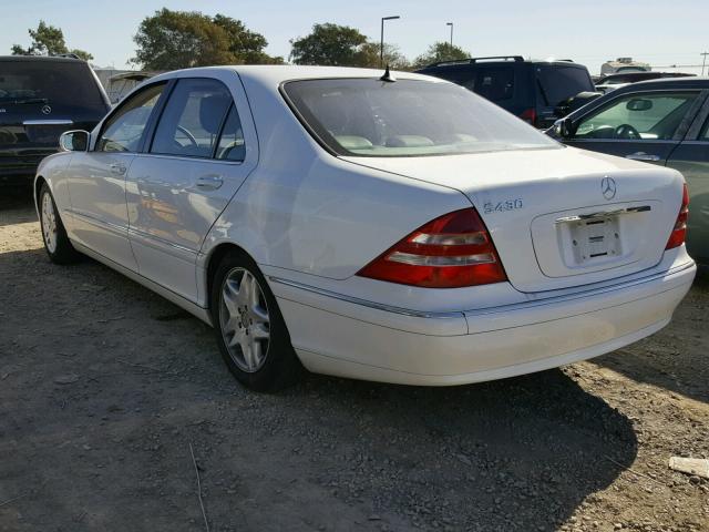 WDBNG70J51A156080 - 2001 MERCEDES-BENZ S 430 WHITE photo 3