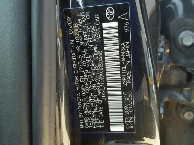 JTKKU10499J050448 - 2009 SCION XD BLACK photo 10