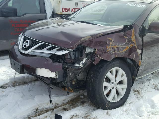 JN8AZ1MU2DW208742 - 2013 NISSAN MURANO S BURGUNDY photo 9