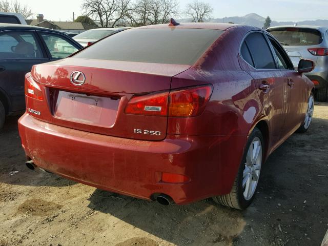 JTHBK262775049523 - 2007 LEXUS IS 250 RED photo 4