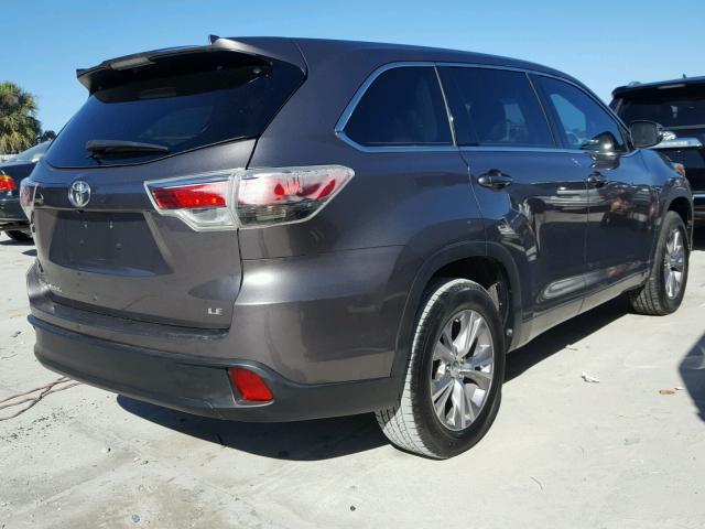 5TDZKRFH5FS059456 - 2015 TOYOTA HIGHLANDER GRAY photo 4