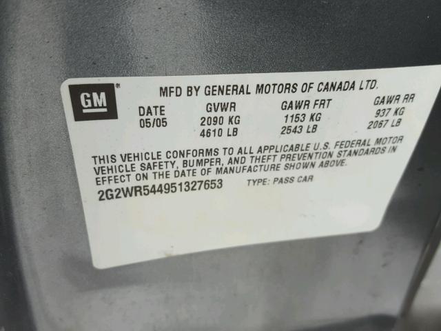 2G2WR544951327653 - 2005 PONTIAC GRAND PRIX Grafit foto 10