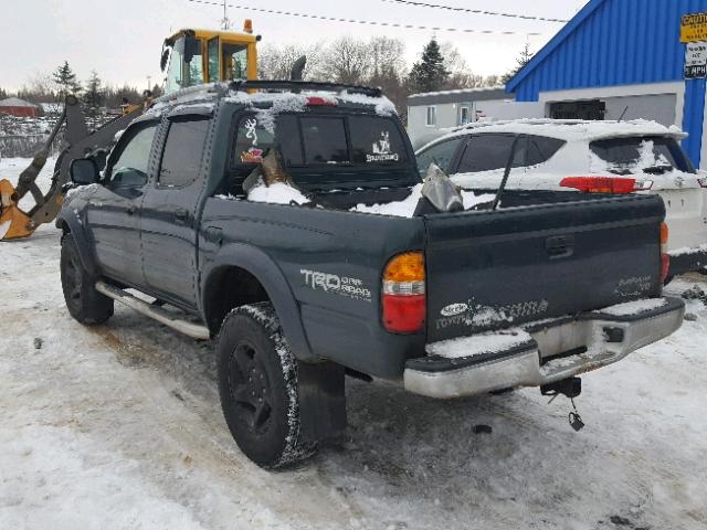 5TEGN92NX2Z882360 - 2002 TOYOTA TACOMA DOU GREEN photo 3