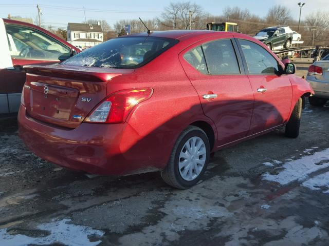 3N1CN7AP4EL818640 - 2014 NISSAN VERSA S RED photo 4