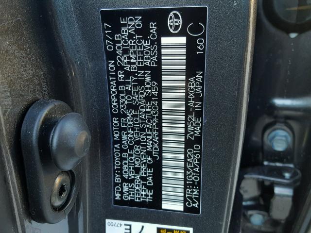 JTDKARFP9H3041459 - 2017 TOYOTA PRIUS PRIM 石墨色 照片 10