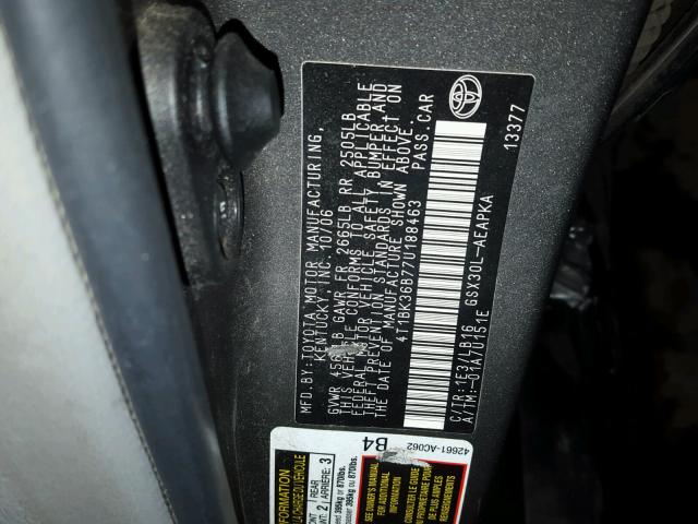 4T1BK36B77U188463 - 2007 TOYOTA AVALON XL GRAY photo 10