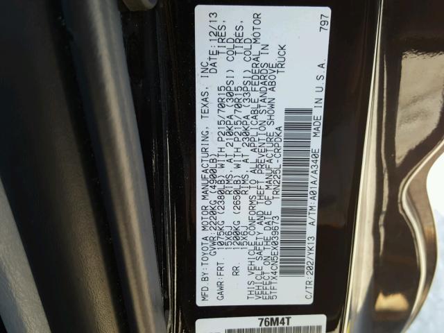 5TFTX4CN5EX039673 - 2014 TOYOTA TACOMA ACC BLACK photo 10